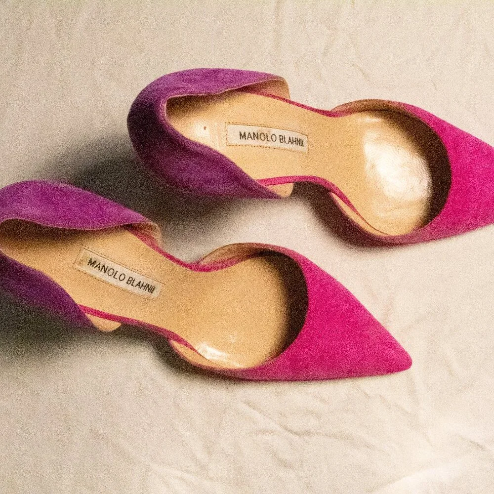 Manolo Blahnik's "Tayler" pump in two-tone purple and fuchsia RARE size 42 - Picture 1 of 11